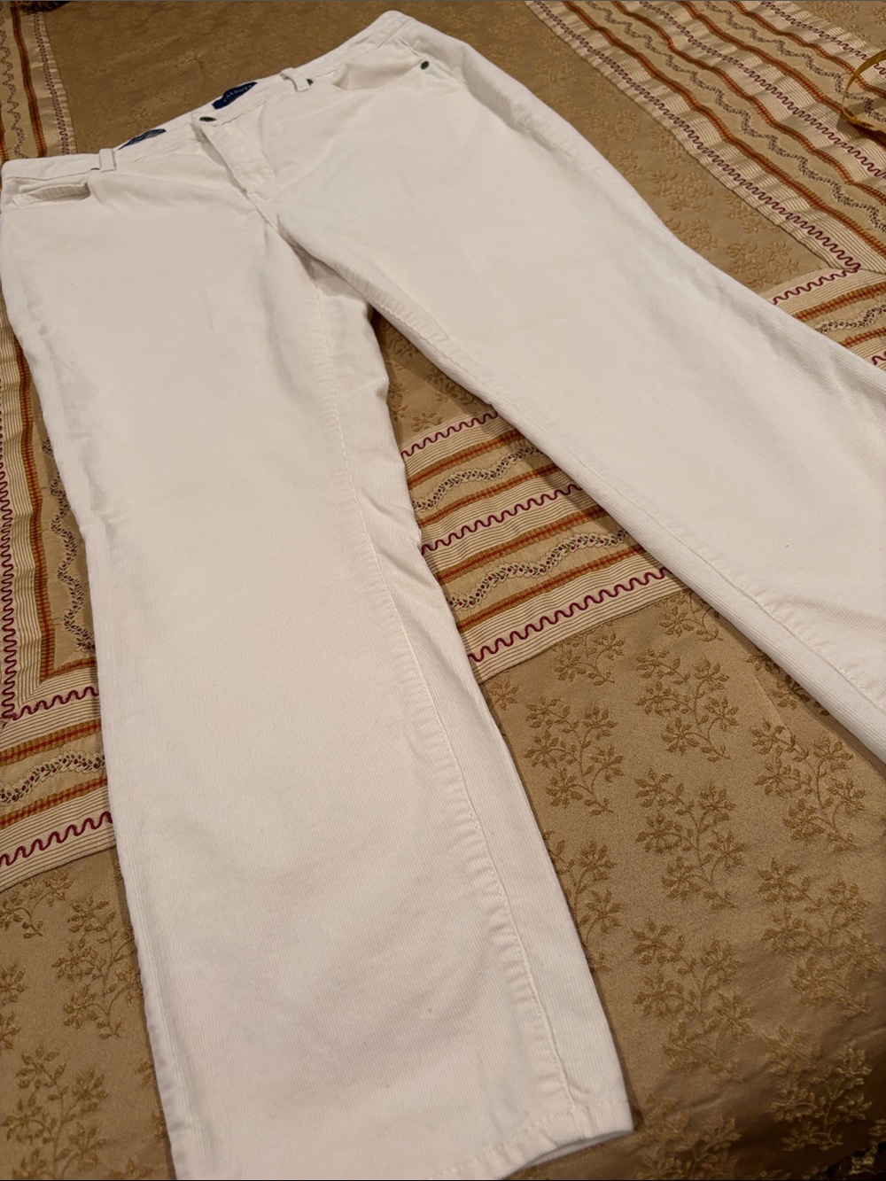 Talbots Cream Soft Corduroy Pants, High Waist, Straight Leg, 16P